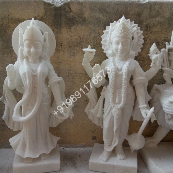 Vishnu Laxmi Marble Statue